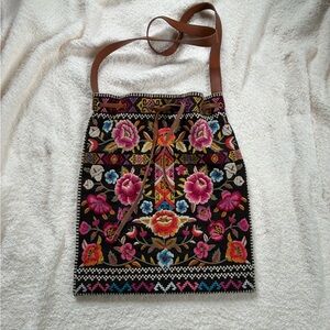 Johnny Was Multicolor Embroidered Crossbody Bag